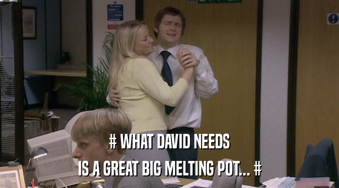 # WHAT DAVID NEEDS IS A GREAT BIG MELTING POT... # 