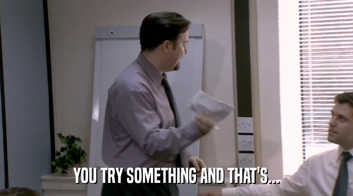 YOU TRY SOMETHING AND THAT'S...  