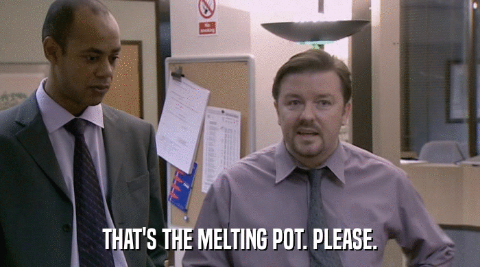 THAT'S THE MELTING POT. PLEASE.  