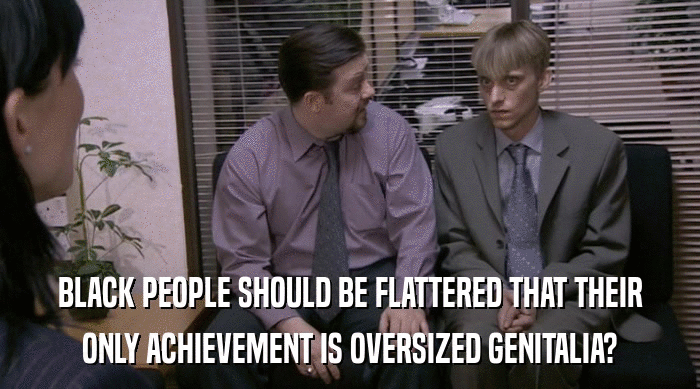 BLACK PEOPLE SHOULD BE FLATTERED THAT THEIR ONLY ACHIEVEMENT IS OVERSIZED GENITALIA? 