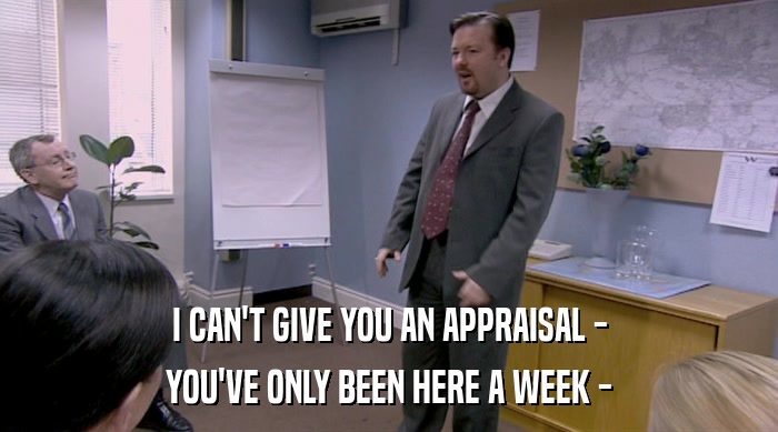 I CAN'T GIVE YOU AN APPRAISAL - YOU'VE ONLY BEEN HERE A WEEK - 