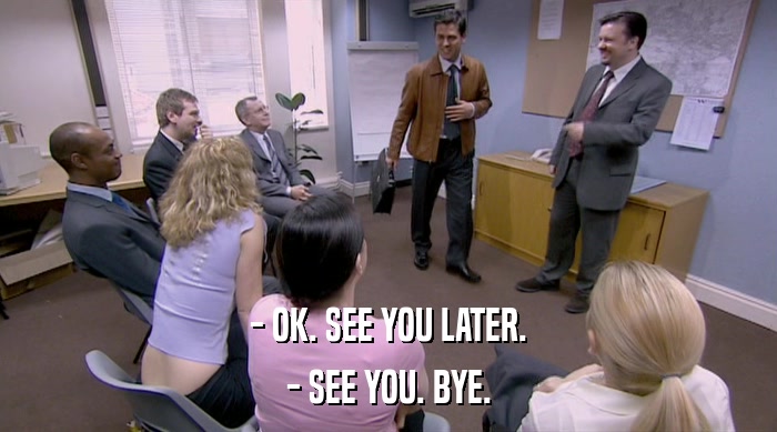 - OK. SEE YOU LATER. - SEE YOU. BYE. 