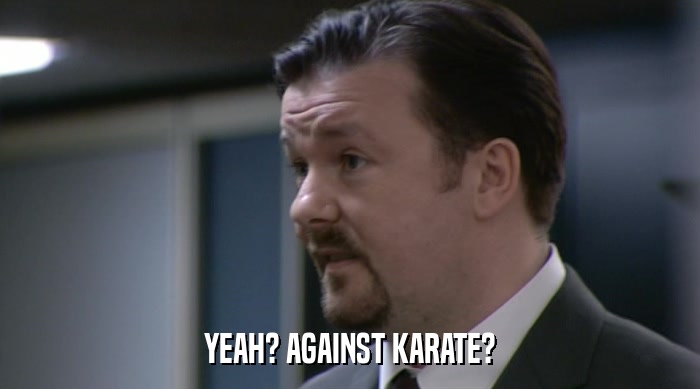 YEAH? AGAINST KARATE?  