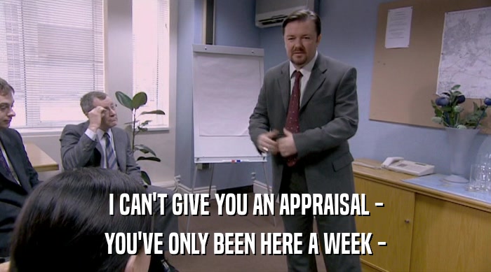 I CAN'T GIVE YOU AN APPRAISAL - YOU'VE ONLY BEEN HERE A WEEK - 