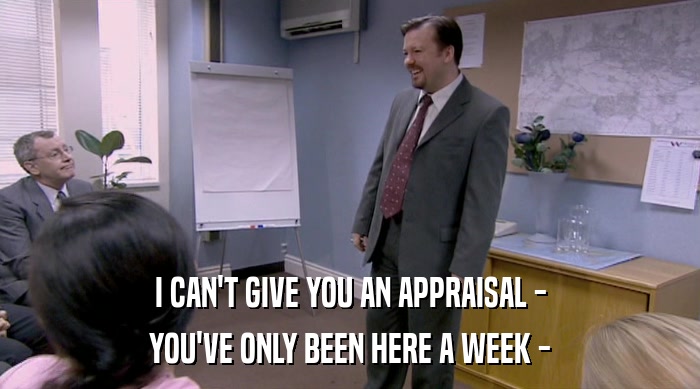 I CAN'T GIVE YOU AN APPRAISAL - YOU'VE ONLY BEEN HERE A WEEK - 