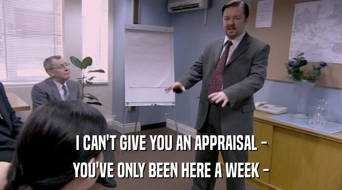 I CAN'T GIVE YOU AN APPRAISAL - YOU'VE ONLY BEEN HERE A WEEK - 