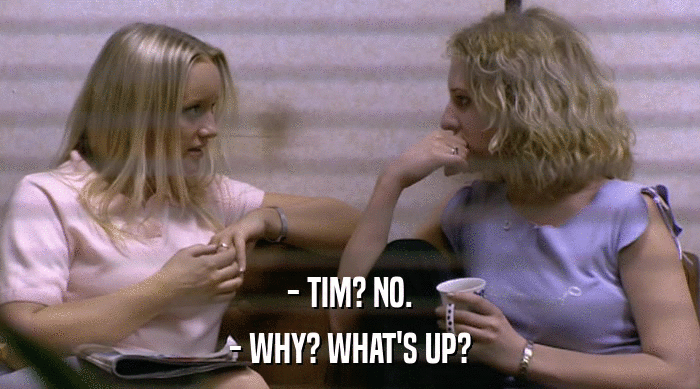 - TIM? NO. - WHY? WHAT'S UP? 