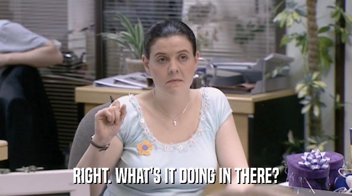 RIGHT. WHAT'S IT DOING IN THERE?  