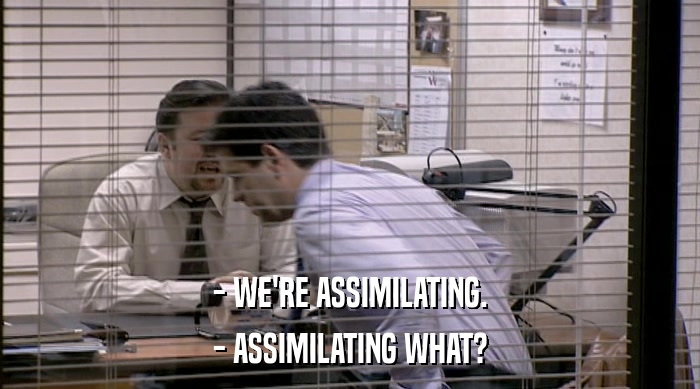 - WE'RE ASSIMILATING. - ASSIMILATING WHAT? 