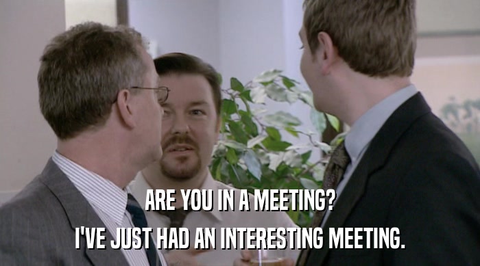 ARE YOU IN A MEETING?
 I'VE JUST HAD AN INTERESTING MEETING. 