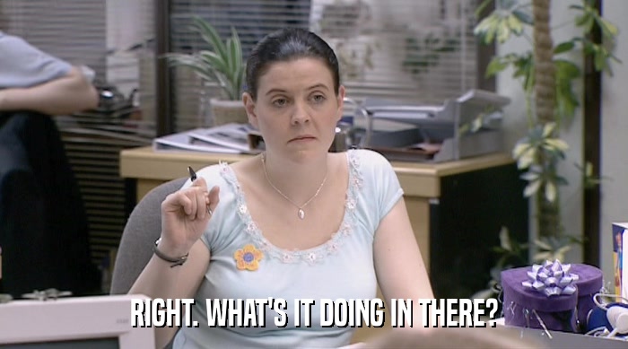 RIGHT. WHAT'S IT DOING IN THERE?  