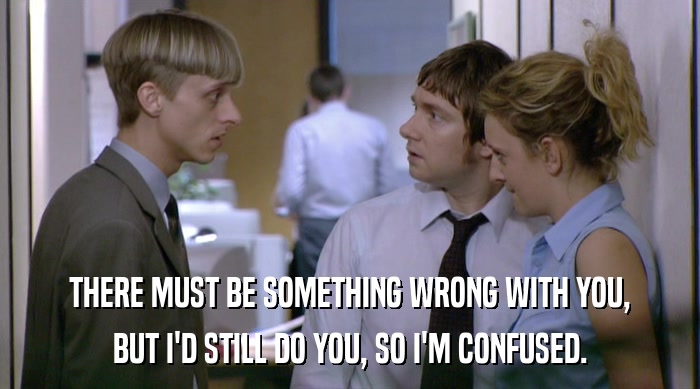 THERE MUST BE SOMETHING WRONG WITH YOU, BUT I'D STILL DO YOU, SO I'M CONFUSED. 