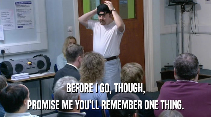 BEFORE I GO, THOUGH, PROMISE ME YOU'LL REMEMBER ONE THING. 