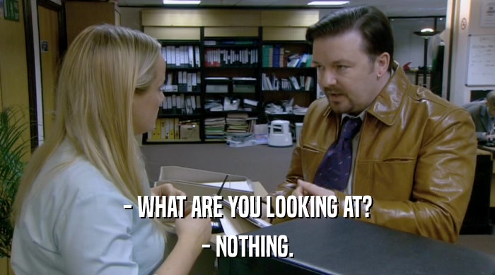 - WHAT ARE YOU LOOKING AT? - NOTHING. 