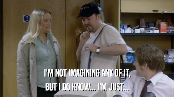 I'M NOT IMAGINING ANY OF IT, BUT I DO KNOW... I'M JUST... 