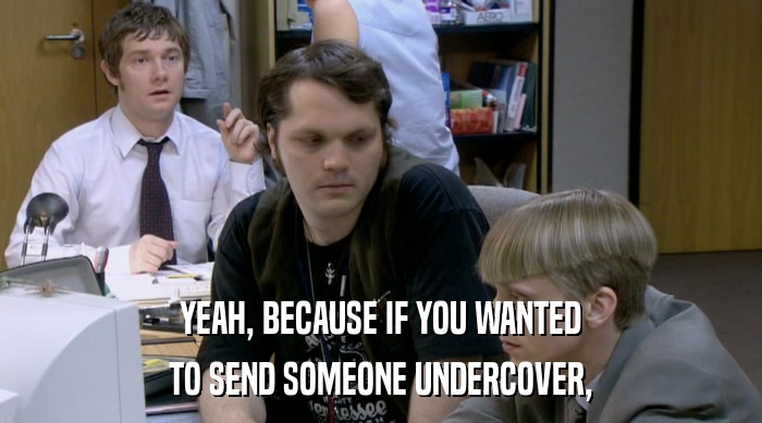 YEAH, BECAUSE IF YOU WANTED
 TO SEND SOMEONE UNDERCOVER, 