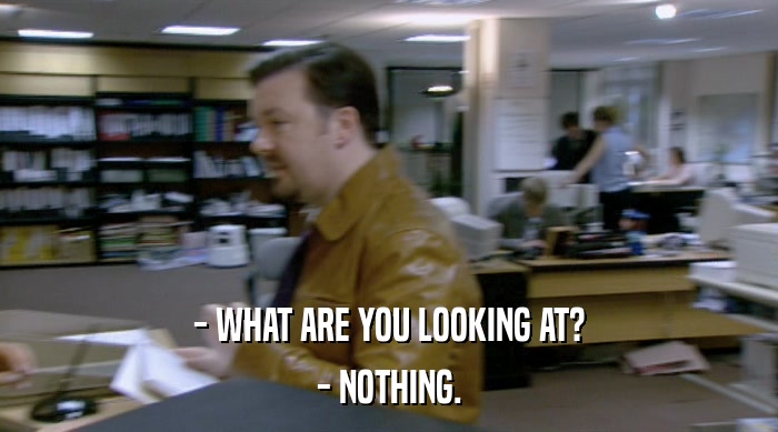 - WHAT ARE YOU LOOKING AT? - NOTHING. 