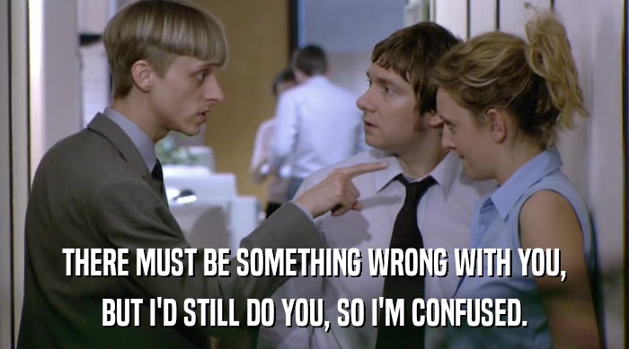 THERE MUST BE SOMETHING WRONG WITH YOU, BUT I'D STILL DO YOU, SO I'M CONFUSED. 