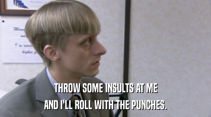THROW SOME INSULTS AT ME AND I'LL ROLL WITH THE PUNCHES. 