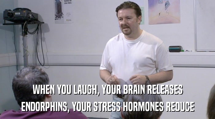 WHEN YOU LAUGH, YOUR BRAIN RELEASES ENDORPHINS, YOUR STRESS HORMONES REDUCE 
