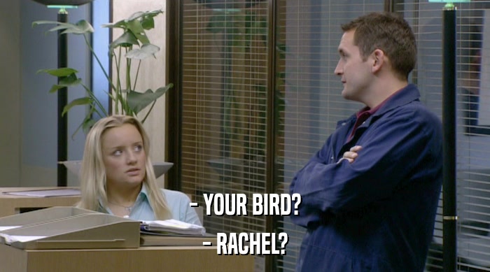 - YOUR BIRD?
 - RACHEL? 