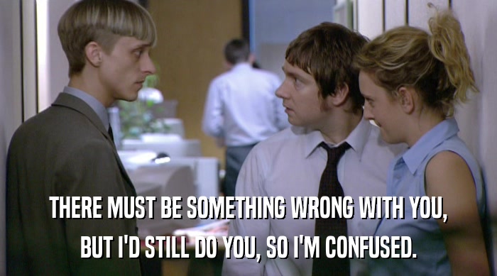 THERE MUST BE SOMETHING WRONG WITH YOU, BUT I'D STILL DO YOU, SO I'M CONFUSED. 