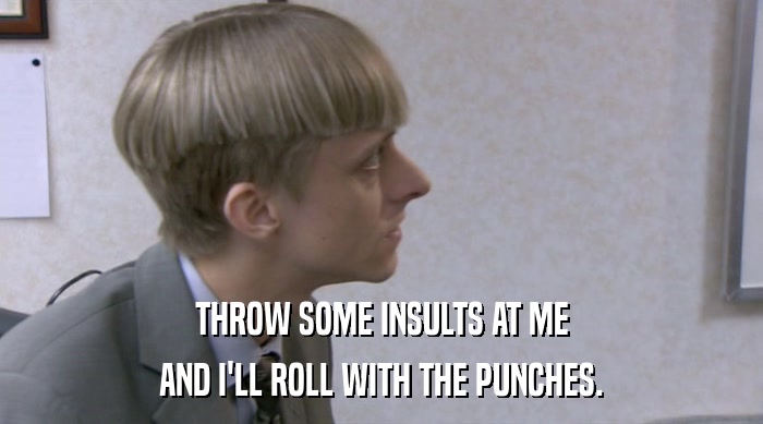 THROW SOME INSULTS AT ME AND I'LL ROLL WITH THE PUNCHES. 