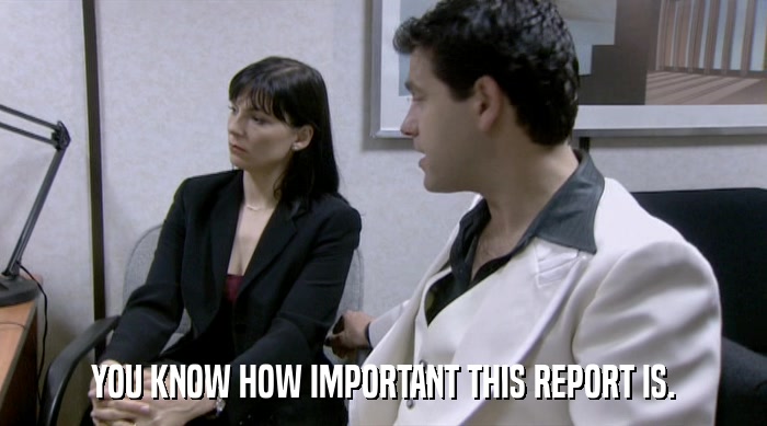 YOU KNOW HOW IMPORTANT THIS REPORT IS.  