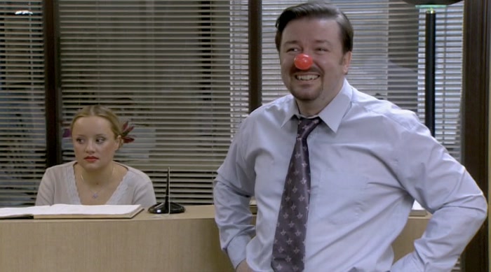 HE'S MAD. OBVIOUSLY, RED NOSE DAY.  