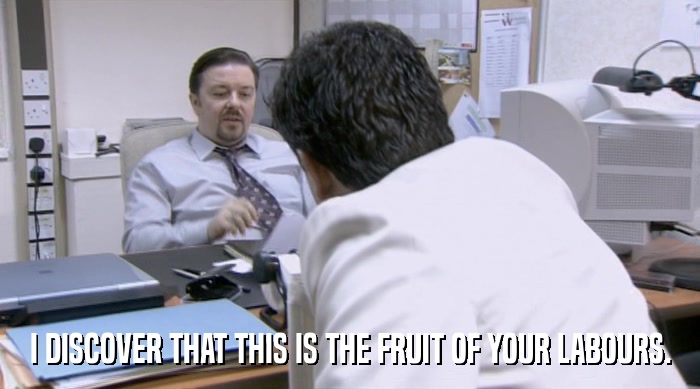 I DISCOVER THAT THIS IS THE FRUIT OF YOUR LABOURS.  