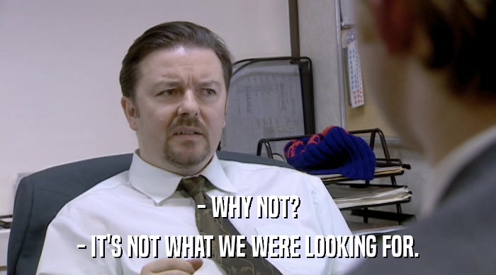 - WHY NOT? - IT'S NOT WHAT WE WERE LOOKING FOR. 