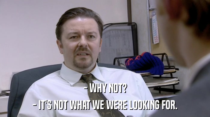 - WHY NOT? - IT'S NOT WHAT WE WERE LOOKING FOR. 
