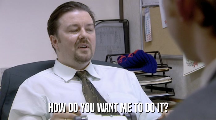 HOW DO YOU WANT ME TO DO IT?  