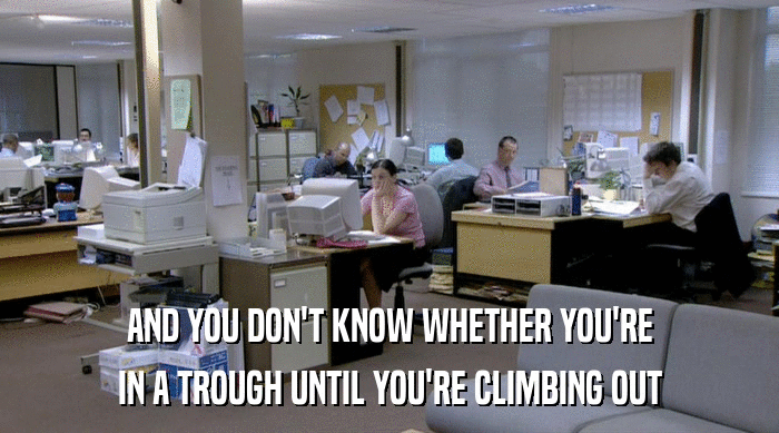 AND YOU DON'T KNOW WHETHER YOU'RE IN A TROUGH UNTIL YOU'RE CLIMBING OUT 