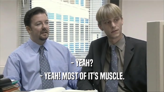 - YEAH?
 - YEAH! MOST OF IT'S MUSCLE.
 