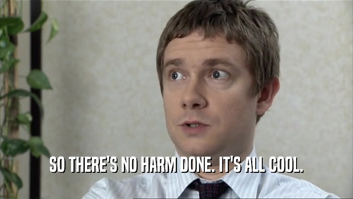 SO THERE'S NO HARM DONE. IT'S ALL COOL.  
