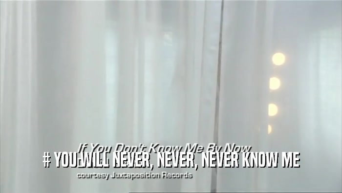 # YOU WILL NEVER, NEVER, NEVER KNOW ME  