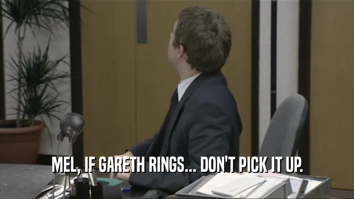 MEL, IF GARETH RINGS... DON'T PICK IT UP.  