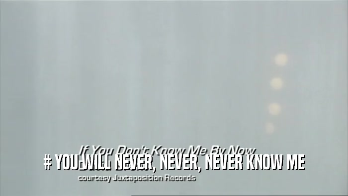 # YOU WILL NEVER, NEVER, NEVER KNOW ME  