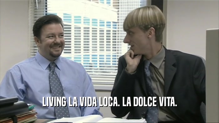 LIVING LA VIDA LOCA. LA DOLCE VITA.  