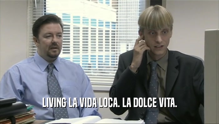 LIVING LA VIDA LOCA. LA DOLCE VITA.  