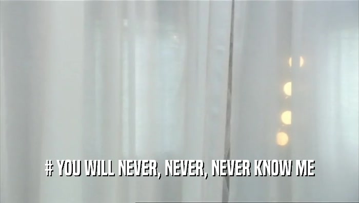# YOU WILL NEVER, NEVER, NEVER KNOW ME  