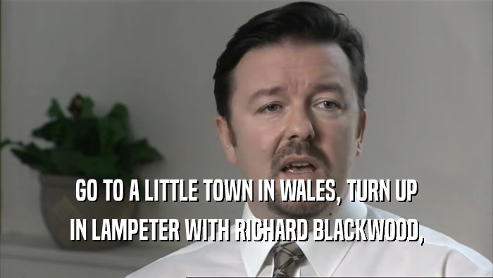 GO TO A LITTLE TOWN IN WALES, TURN UP
 IN LAMPETER WITH RICHARD BLACKWOOD,
 