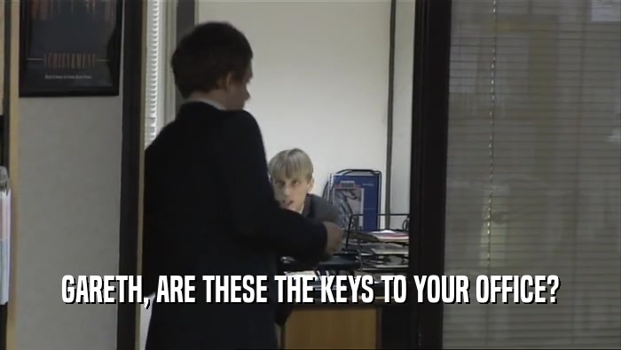 GARETH, ARE THESE THE KEYS TO YOUR OFFICE?
  
