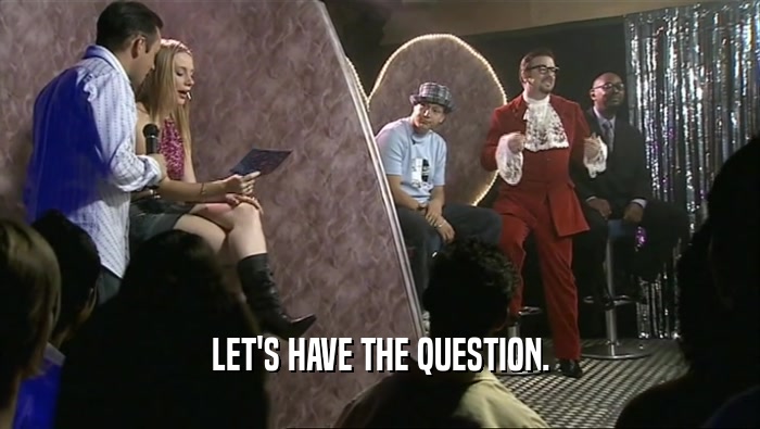 LET'S HAVE THE QUESTION.  