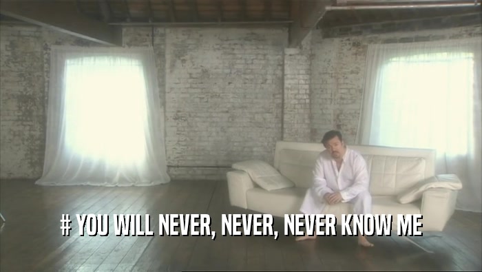 # YOU WILL NEVER, NEVER, NEVER KNOW ME  