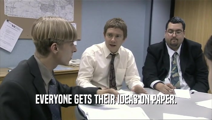 EVERYONE GETS THEIR IDEAS ON PAPER.  