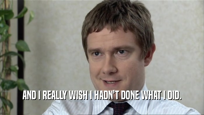 AND I REALLY WISH I HADN'T DONE WHAT I DID.  