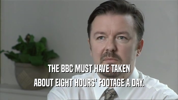 THE BBC MUST HAVE TAKEN
 ABOUT EIGHT HOURS' FOOTAGE A DAY.
 