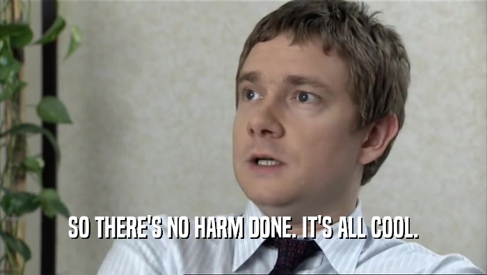 SO THERE'S NO HARM DONE. IT'S ALL COOL.  